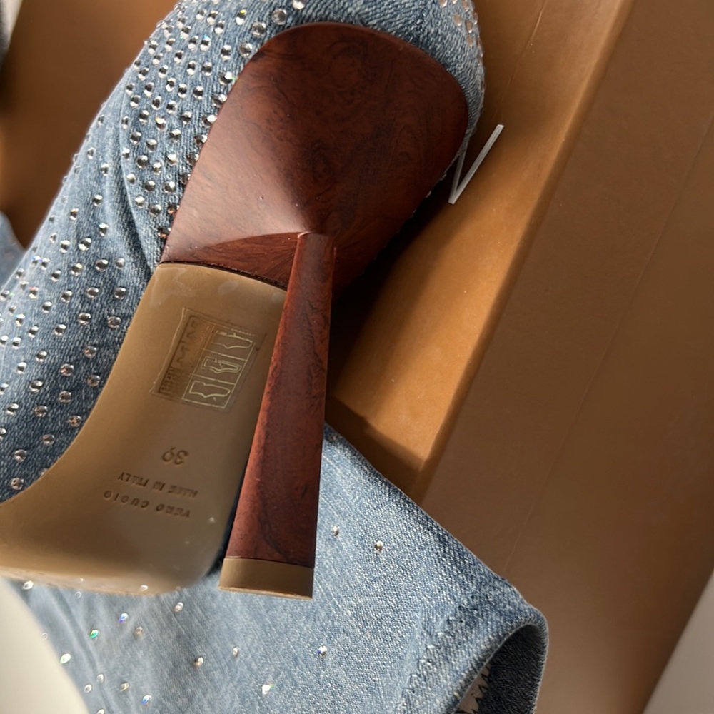 GIA BORGHINI x RHW for FWRD Denim Crystal Boot in Medium Denim 39 - Picture 8 of 10